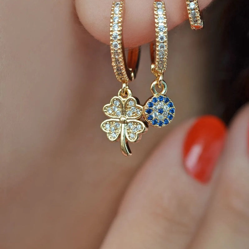 Clover Earrings Dangle Earrings Drop Earrings Earring Set 3 Of Set Triple Set Triple Earring Set Gold