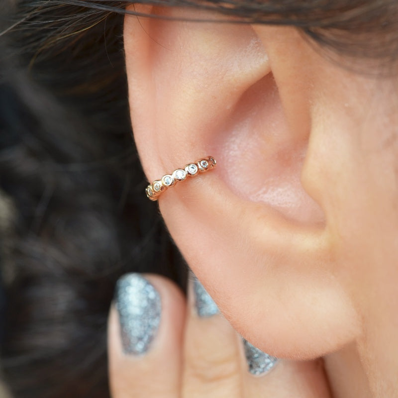 Compression Cartilage Earring Mini Thin Stone Earcuff