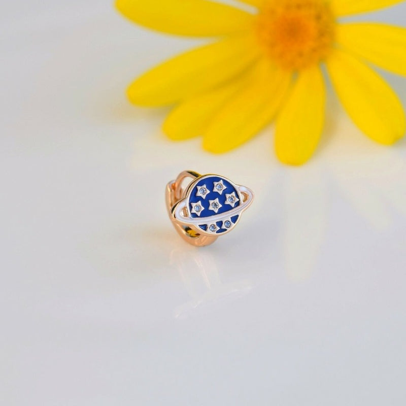 Planet Ring Piercing Earth Space Helix Earring Saturn Star Piercing Earrings Navy Blue