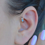 Mini Ring Piercing for Forward Helix, Tragus, and Daith with Blue Ring Piercing Zircon Stone 5 mm