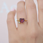 Adjustable Heart Ring, Vintage Rings, Anniversary Ring,Statement Ring, Adjustable Ring, Rings for Women Pink, Purple