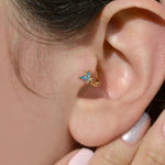 Blue Butterfly Tragus Piercing for Helix, Lobe, and Cartilage Gold Colour