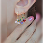 Triple Set Cherry Grape Apple Earring Colourful Fruits Earring Triple Earring Set Fruit Earrings Set White Cherry Gold Silver