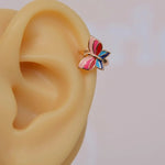 Colourful Butterfly Helix Piercing Earrings for Cartilage and Lobe - Gold Body
