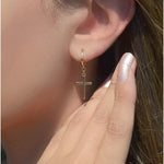 Cross Dangle Earrings in Gold and Silver - Single Piece