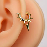 Helix Piercing Cartilage Earrings Lobe with Zircon Stone Stapled Model Charm Earrings Gold Silver