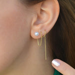 Long Chain Earrings Pearls Earrings Chain Earrings Thin Chain Huggie Earrings Gold Chain Silver Chain