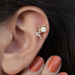 Magnolia Flower Earring, Earrings, Stud Earrings Stud Piercing Helix Stud Cartilage Conch Gold Rose Silver Gift For Her