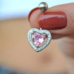 Pink Heart Stone Belly Button Ring, Navel Piercing, Belly Button Piercing, Curved Barbell, Belly Piercing, Belly Bar, Belly Ring