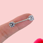 16 mm Nipple Piercing with Zircon Stones Nipple Piercing Nipple Barbells Nipple Bar Body Piercing Bridge Barbells Body Jewelry Silver
