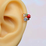 Cherry Piercing Red Coloured Mini Ring Piercing for Tragus and Cartilage Gold Colour
