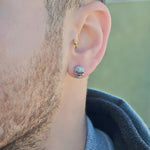 Skull Mens Earrings Zircon Stone, Silver Colour Mens Earring Male Huggie Antique Thumb Vintage