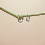 Huggie Hoop Earrings Stoned Hoop Earrings Silver Medium Hoop Earrings Silver Hoops Earring Set Silver Earrings