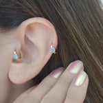 Steel Blue Earring, Star Earrings, Mini Ring, Hoop Earrings, Star Piercing, Tragus Piercing Helix Cartilage Earring ,Gift For Her