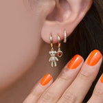 Teddy Bear WitH Heart Earring Set Teddy Bear Earring Set Set Of 3 Dangle Earrings Drop Earrings Triple Set Gold Earrings