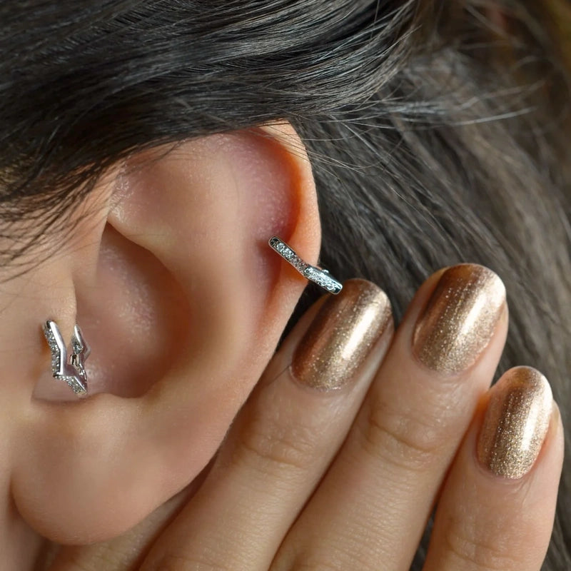 Stony Star Mini Earring, Tragus Piercing,  Helix Cartilage Earring Silver Color