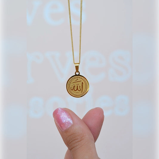 Allah Written Necklace Women's Gold Colour Circle