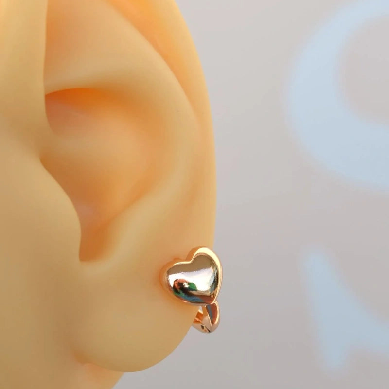 Heart Earrings Curved   Earrings in Ring Gold and Silver Earrings