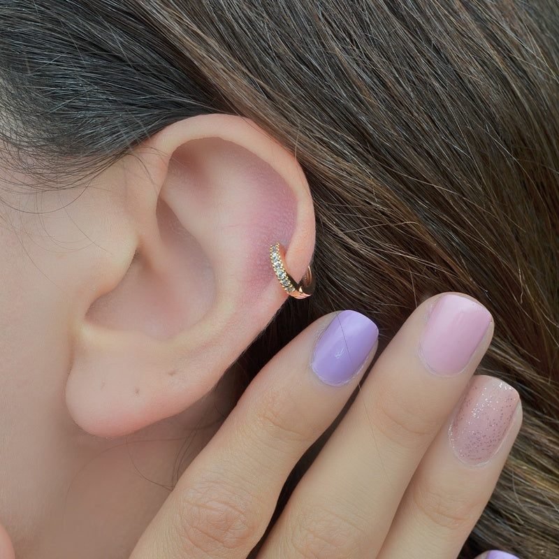 Ring Piercing Tragus Helix Cartilage Earring with Zircon Stone