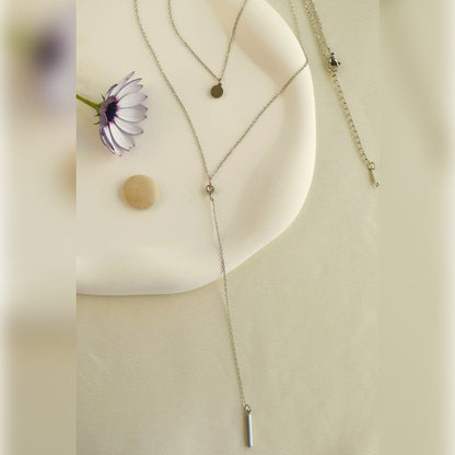 Lariat Necklace, Y Necklace,Long Necklace, Summer Necklace, Chain Necklace, Decollete Necklace, Dual Long Layering Necklace, Gold Silver
