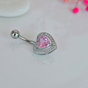 Pink Heart Stones Piercing Navel & Belly Piercing with