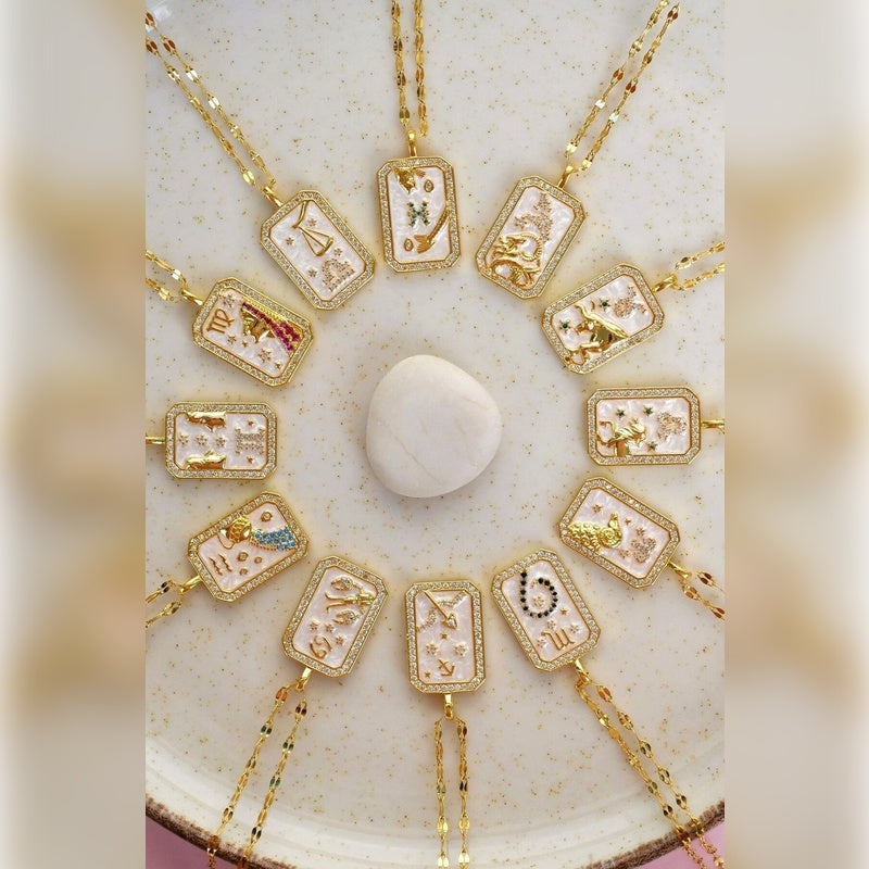 Zodiac Necklace, 12 Zodiac Sign, Necklace, Astrology Signs,Zodiac Pendant, Pendant Necklace Birth Sign Silver And Gold