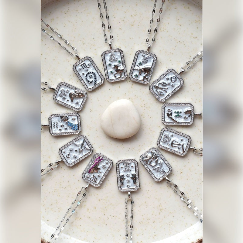 Zodiac Necklace, 12 Zodiac Sign, Necklace, Astrology Signs,Zodiac Pendant, Pendant Necklace Birth Sign Silver And Gold