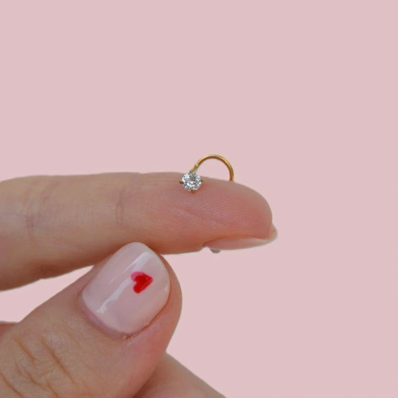 316 L Steel 3 mm Solitaire Non Falling Nose Piercing, Nose Stud, Tiny Nose Studs,  Nose Pin, Nose Pins, Gift for Her