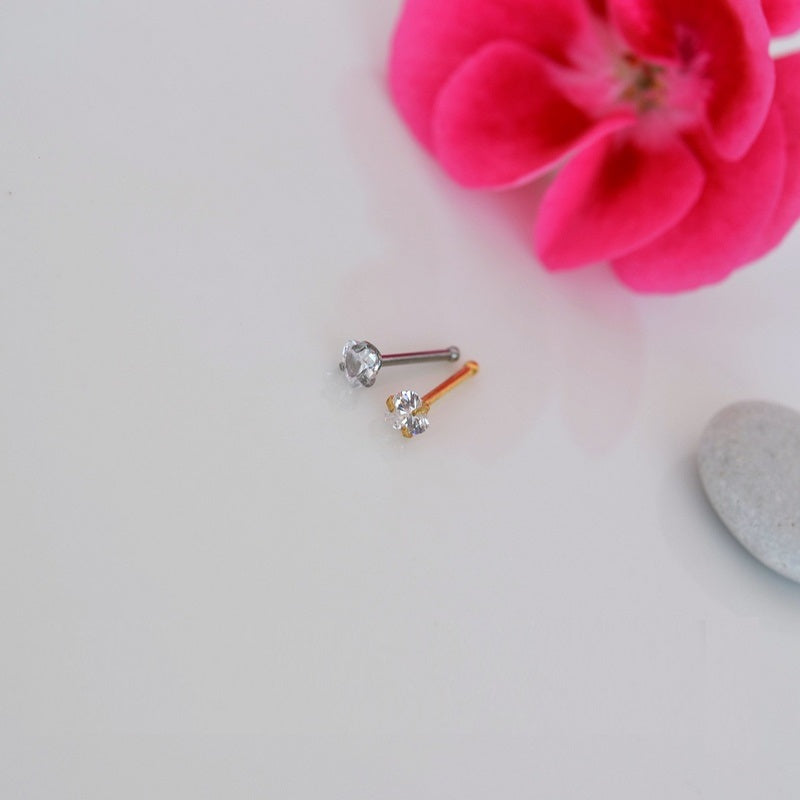 3mm Heart Solitaire Nose Stud Thin Tiny Nose Studs Nose Pin Nose Pins Thin Tiny Nose Piercing  Gold Silver