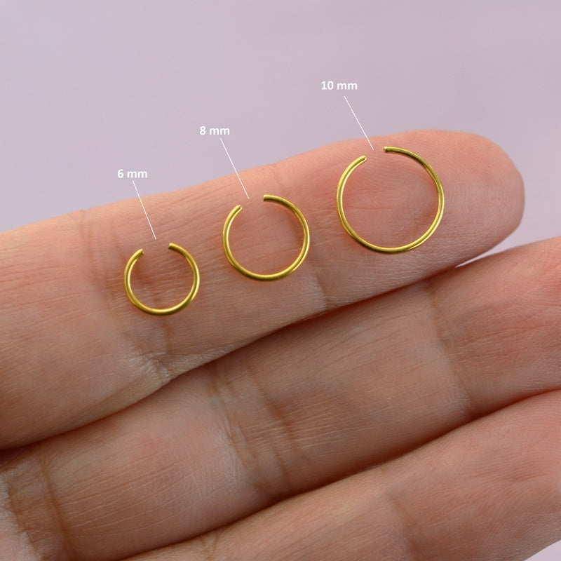 Nose Ring Nose Piercing Mini Ring Septum Ring Septum Piercing Gold Silver Hologram Black 8 mm  10 mm