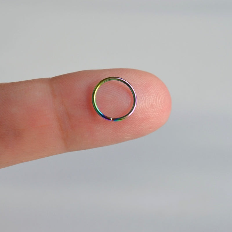 Nose Ring Nose Piercing Mini Ring Septum Ring Septum Piercing Gold Silver Hologram Black 8 mm  10 mm