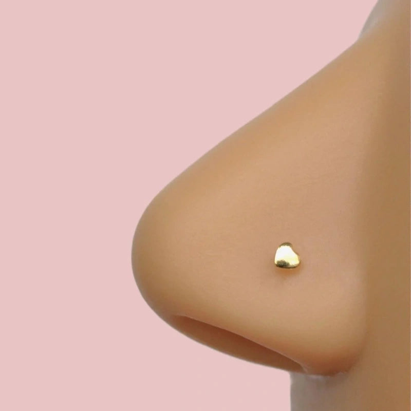925 Sterling Silver  Mini Heart  Nose Piercing, Nose Stud, Tiny Nose Studs,  Nose Pin, Nose Pins, Gift for Her