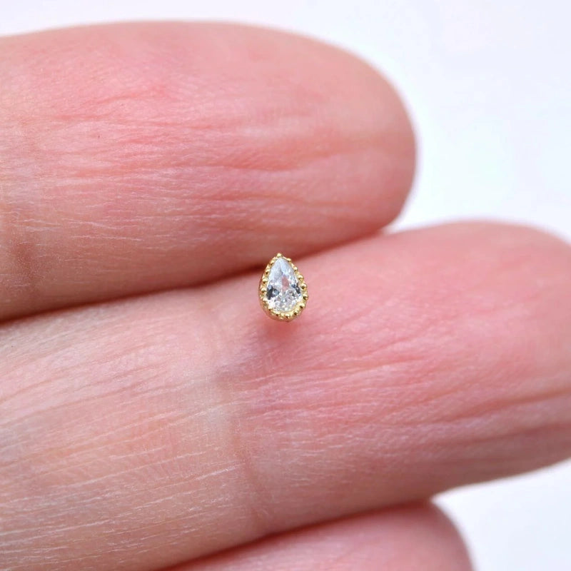 925 Sterling Silver Stone Drop Model Nose Piercing, Nose Stud, Tiny Nose Studs,  Nose Pin, Nose Pins, Gift for Her