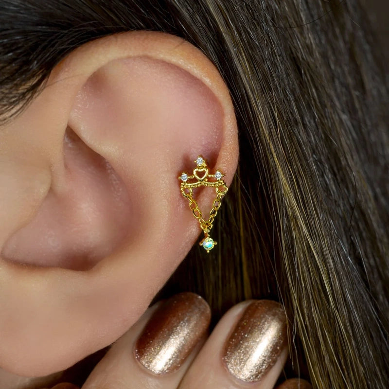 Ear Chain,  Dangle Earrings,Dangle Stud,  Upper Lobe Earrings, Stud Earrings, Piercing Cartilage, Helix Earrings, Gift For Her