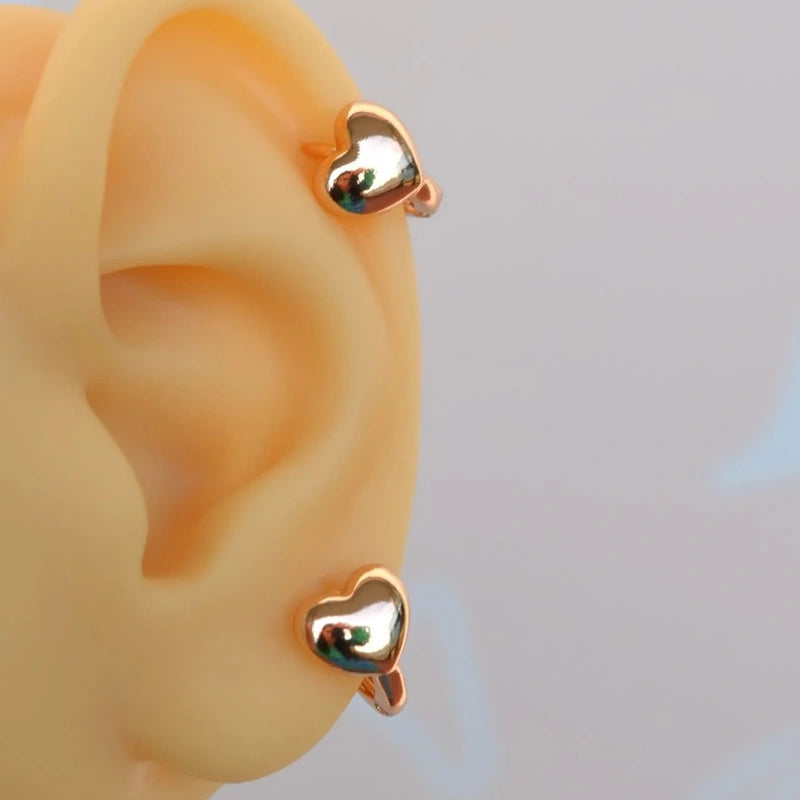 Heart Earrings Curved   Earrings in Ring Gold and Silver Earrings