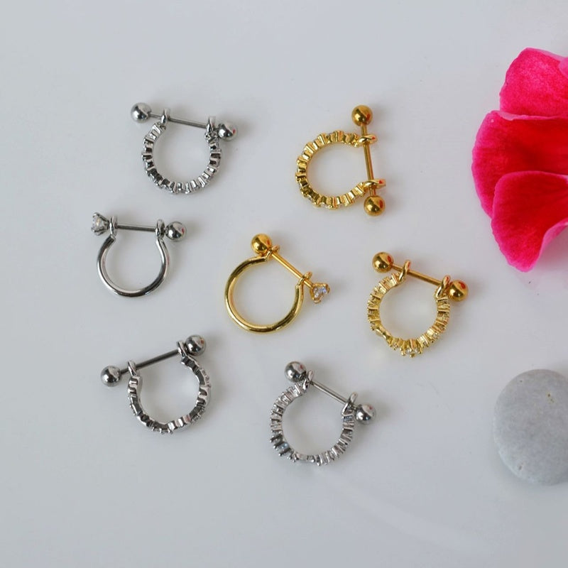 Half Ring Helix Piercing Horseshoe Earring Cartilage Earring Gold Silver