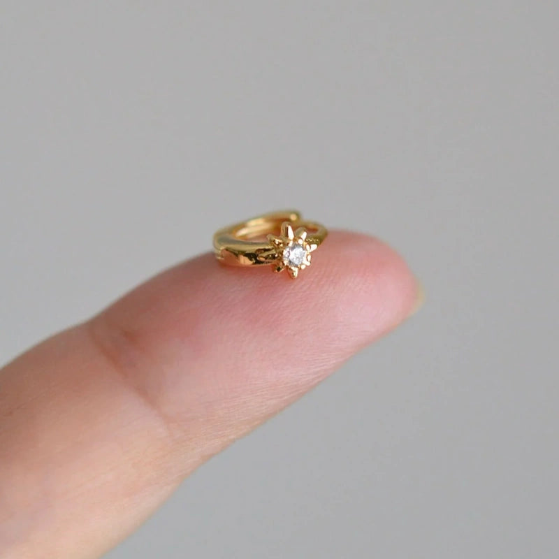 Gold Polar Star Earring, Star Earring, Ring Tragus Piercing Helix Piercing Cartilage Earring Gold  Silver