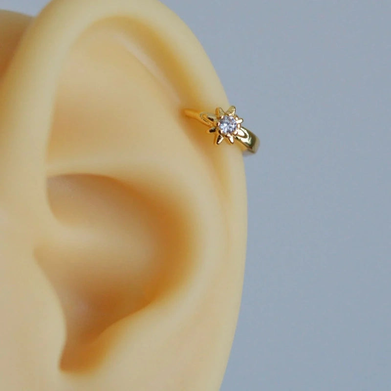 Gold Polar Star Earring, Star Earring, Ring Tragus Piercing Helix Piercing Cartilage Earring Gold  Silver