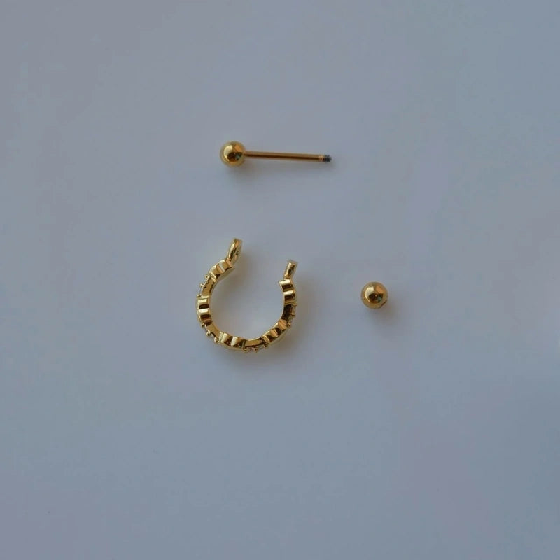 Heart  Earring, Helix Piercing Ring Earrings Stone Conch Piercing Gold and Silver  Colour Gift For Her