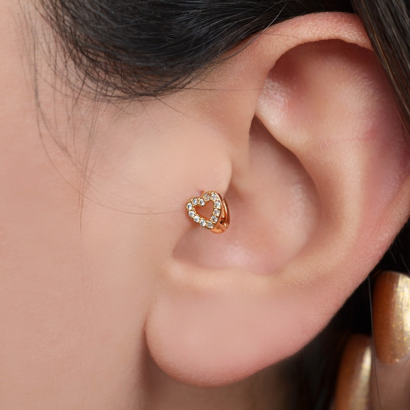 Heart Mini Earring Minimalist Earrings,  Tragus Piercing Gold and Silver  Colour Gift For Her Gold Silver