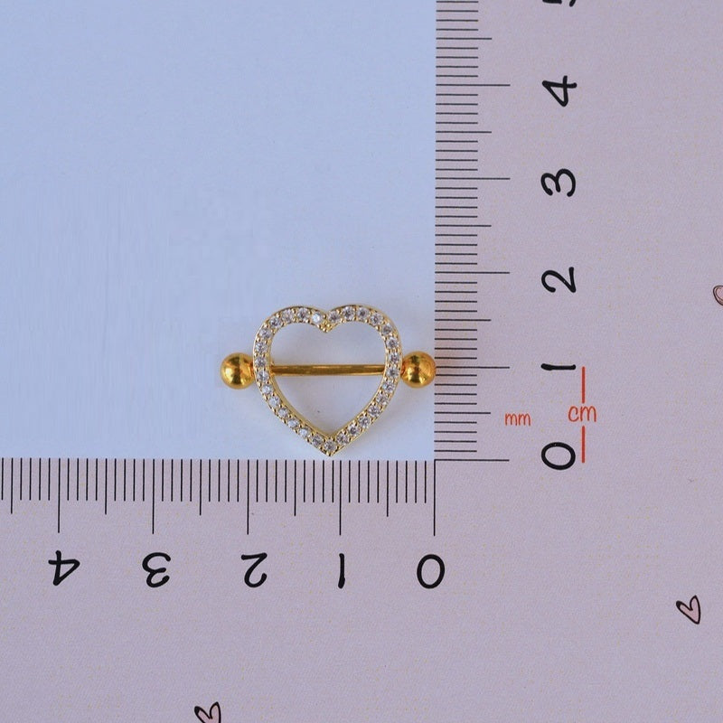 Heart Model  Nipple Piercing Nipple Barbells Nipple Bar Body Piercing Bridge Barbells Body Jewelry Gold and Silver
