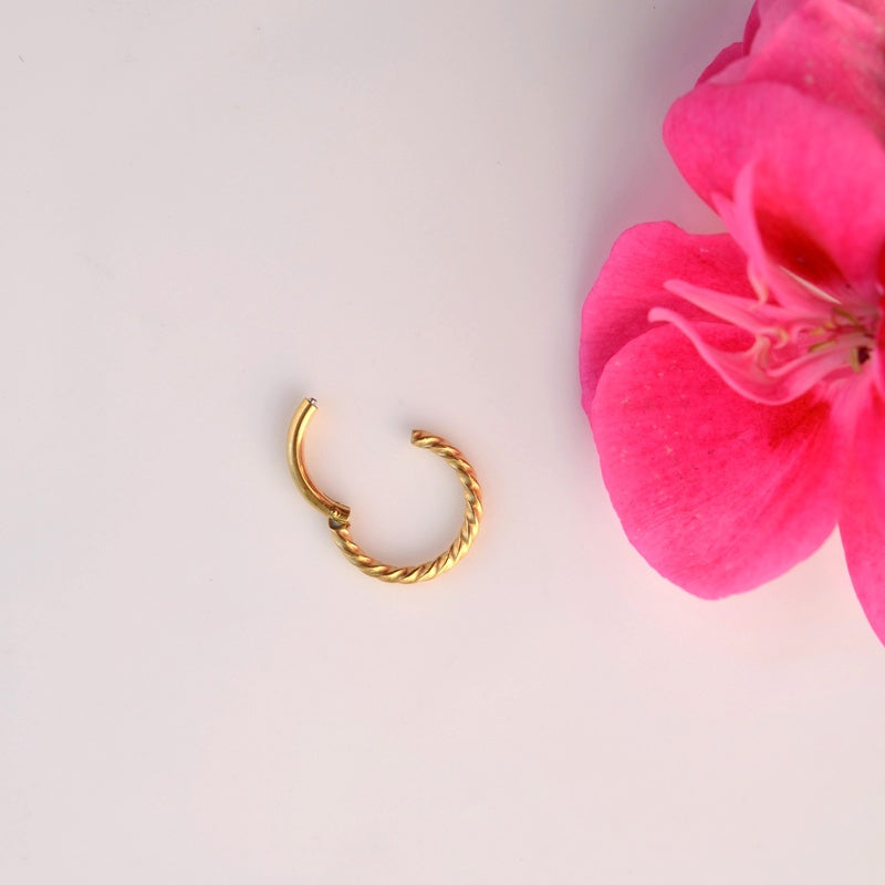 Twisted Earrings Spiral Piercing  Spiral Earrings Helix  Ring  Crimped Steel for Tragus, Helix, Cartilage, and Lobe Gold and Silver