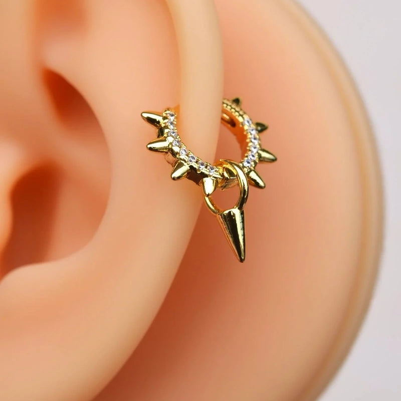 Helix Piercing Cartilage Earrings Lobe with Zircon Stone Stapled Model Charm  Earrings Gold  Silver