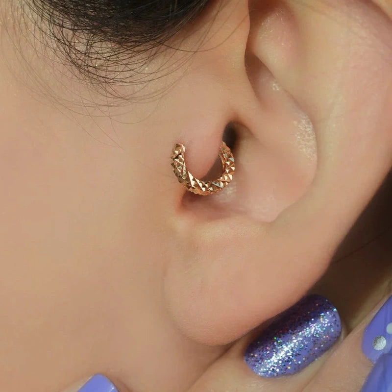 6 mm Mini Tragus Piercing, Mini Earring, Laser Cut Earrings,  Rose Gold Model Ring, Hoop Earrings,  Tragus Helix Cartilage Piercing