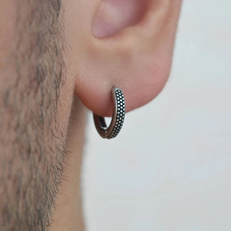 Antique Model Mens Earrings Steel Hoop Mens Earring Male  Huggie Antique Thumb Vintage