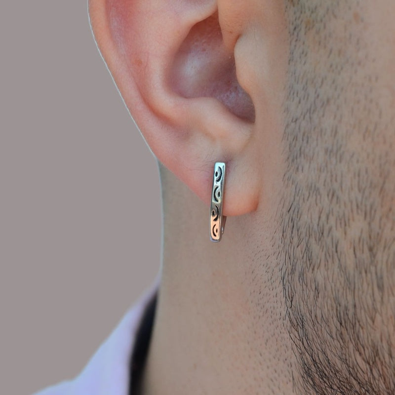 Antique V Model Steel Mens Earring Mens Earrings Male  Huggie Antique Thumb Vintage