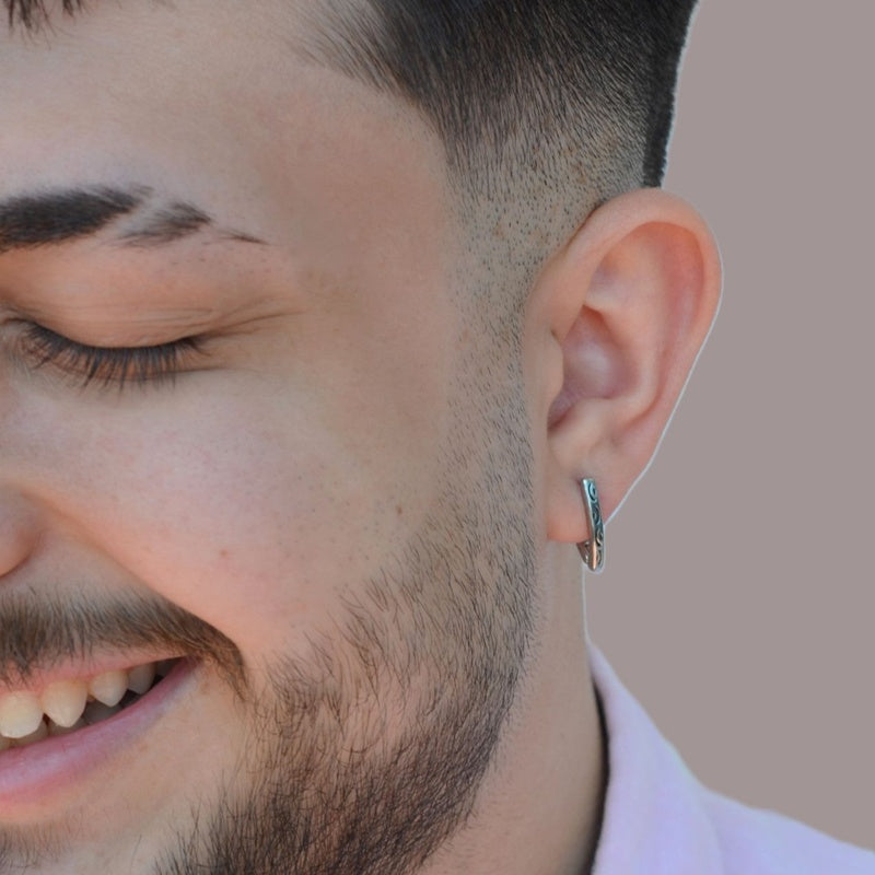 Antique V Model Steel Mens Earring Mens Earrings Male  Huggie Antique Thumb Vintage