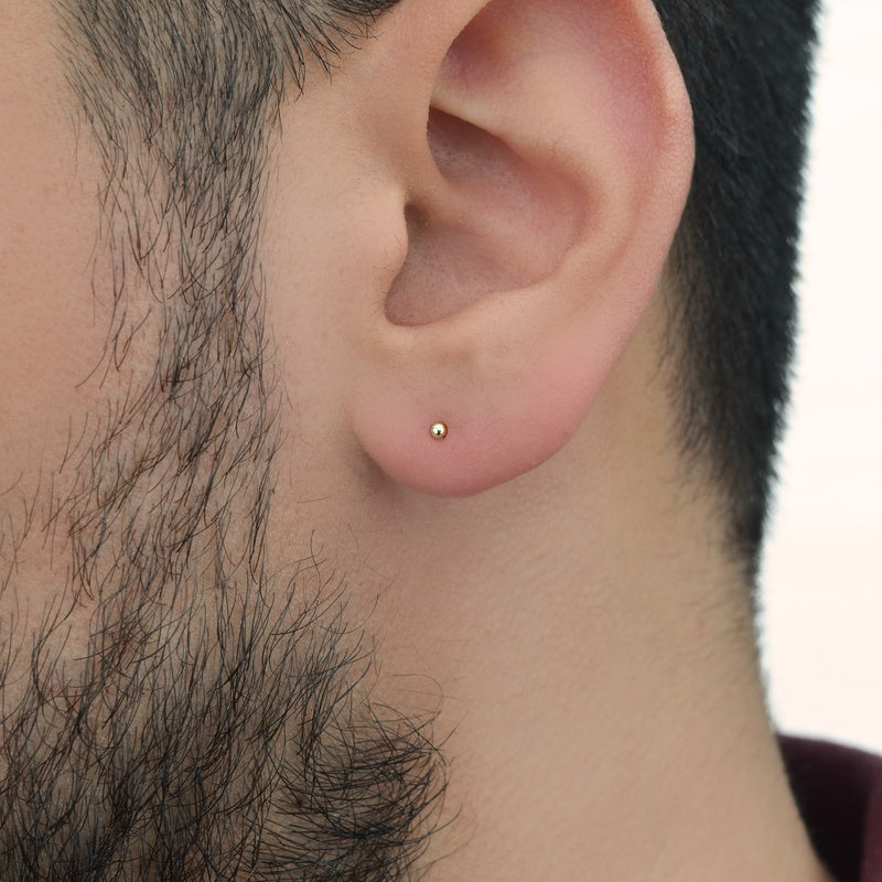 Dot Mens Earring Mens Earrings Male  Huggie Antique Thumb Vintage Steel 3 Sizes