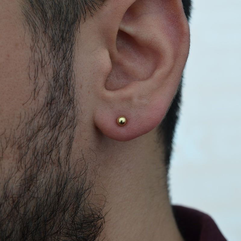 Dot Mens Earring Mens Earrings Male  Huggie Antique Thumb Vintage Steel 3 Sizes