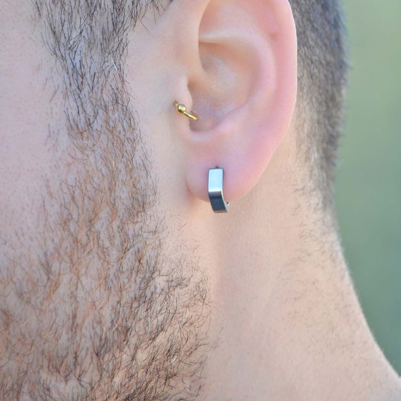 Pentagon Mens Earring Mens Earrings For Men  Gold and Silver